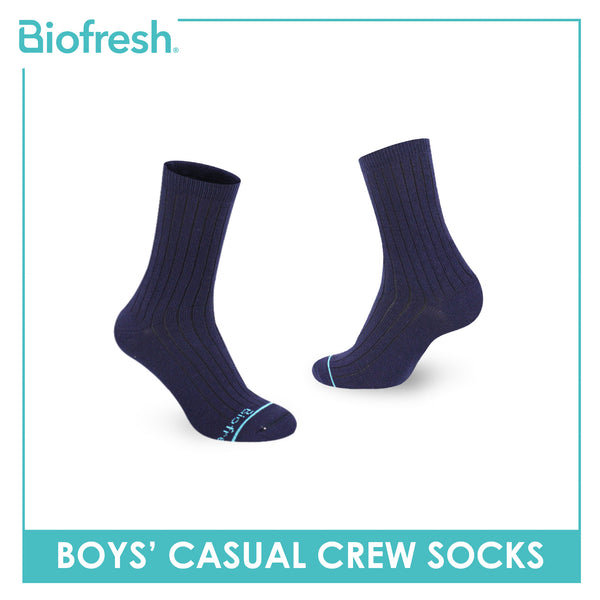 Biofresh Boys’ Antimicrobial Cotton Thin Casual Crew Socks 1 pair in 1 pack RBC531