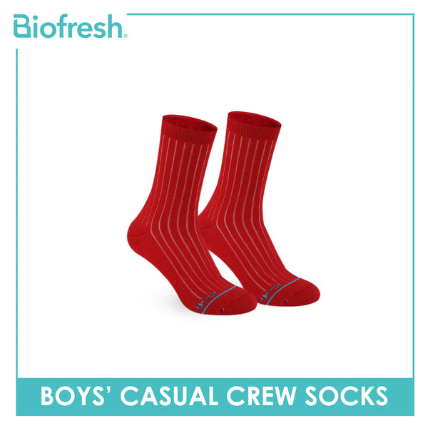 Biofresh Boys’ Antimicrobial Cotton Thin Casual Crew Socks 1 pair in 1 pack RBC531