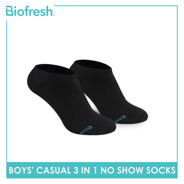 Biofresh Boys’ Antimicrobial Cotton Lite Thin Casual No Show Socks 3 pairs in a pack RBCKFG42