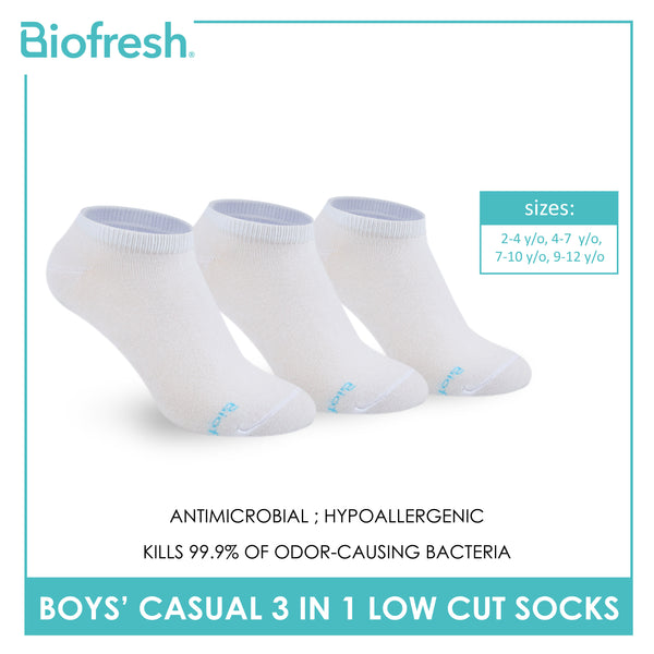 Biofresh Boys’ Antimicrobial Cotton Lite Thin Casual Low Cut Socks 3 pairs in a pack RBCKG54