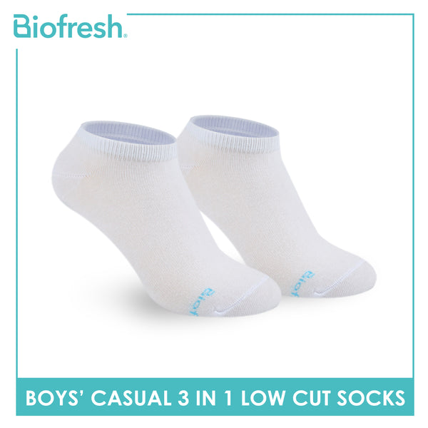 Biofresh Boys’ Antimicrobial Cotton Lite Thin Casual Low Cut Socks 3 pairs in a pack RBCKG54