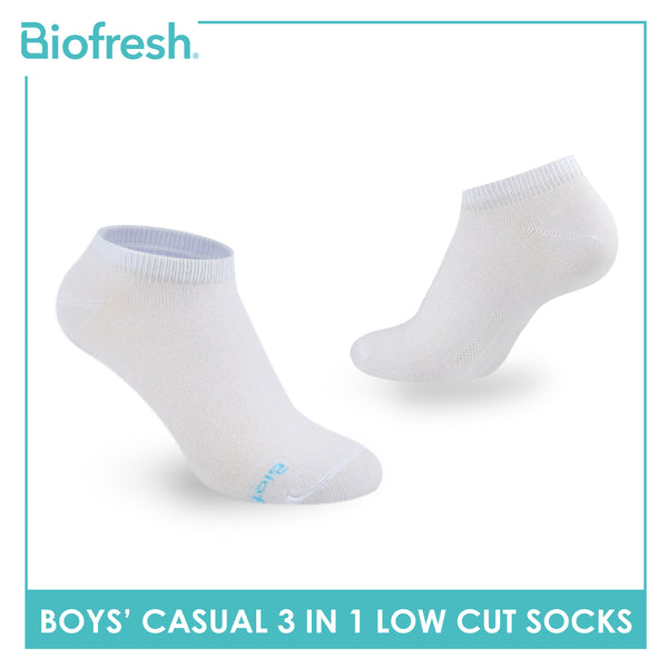 Biofresh Boys’ Antimicrobial Cotton Lite Thin Casual Low Cut Socks 3 pairs in a pack RBCKG54