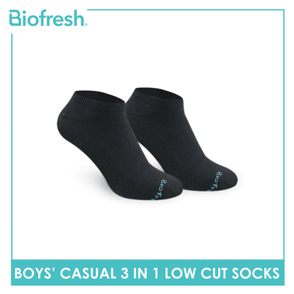 Biofresh Boys’ Antimicrobial Cotton Lite Thin Casual Low Cut Socks 3 pairs in a pack RBCKG54