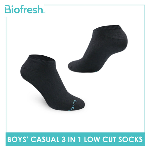 Biofresh Boys’ Antimicrobial Cotton Lite Thin Casual Low Cut Socks 3 pairs in a pack RBCKG54