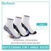 Biofresh Boys’ Antimicrobial Cotton Lite Thin Casual Ankle Socks 3 pairs in a pack RBCKG56