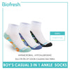 Biofresh Boys’ Antimicrobial Cotton Lite Thin Casual Ankle Socks 3 pairs in a pack RBCKG57
