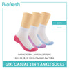 Biofresh Girls’ Antimicrobial Cotton Thin Casual Ankle Socks 3 pairs in a pack RGCKG62