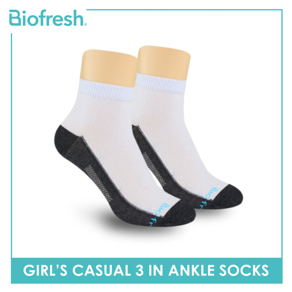 Biofresh Girls’ Antimicrobial Cotton Thin Casual Ankle Socks 3 pairs in a pack RGCKG62