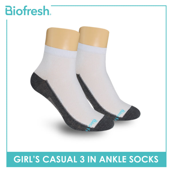 Biofresh Girls’ Antimicrobial Cotton Thin Casual Ankle Socks 3 pairs in a pack RGCKG62