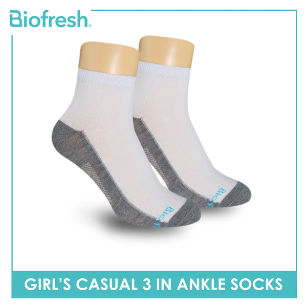Biofresh Girls’ Antimicrobial Cotton Thin Casual Ankle Socks 3 pairs in a pack RGCKG62