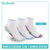 Biofresh Girls’ Antimicrobial Cotton Thin Casual Ankle Socks 3 pairs in a pack RGCKG64