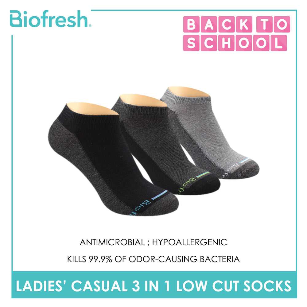 Biofresh Ladies Cotton Low Cut Thin Casual Socks 3 pairs in a pack RLCKG38