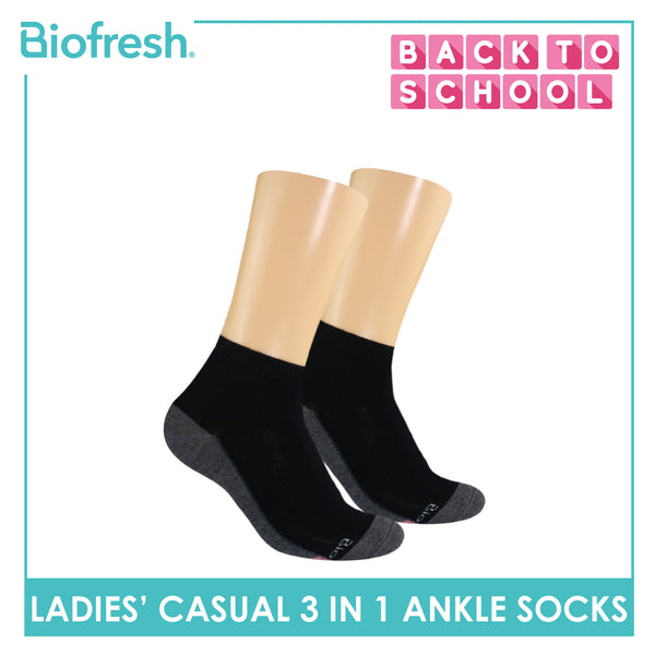 Biofresh Ladies’ Antimicrobial Lite Thin Casual Ankle Socks 3 pairs in a pack RLCKG39