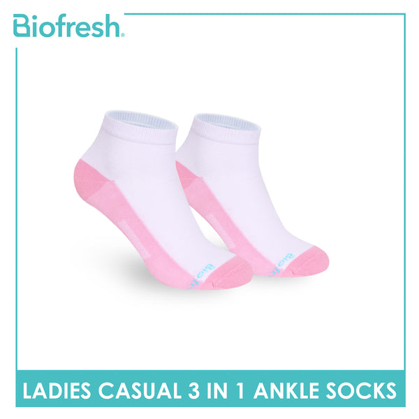 Biofresh Ladies' Antimicrobial Cotton Lite Thin Casual Ankle Socks 3 pairs in a pack RLCKG41