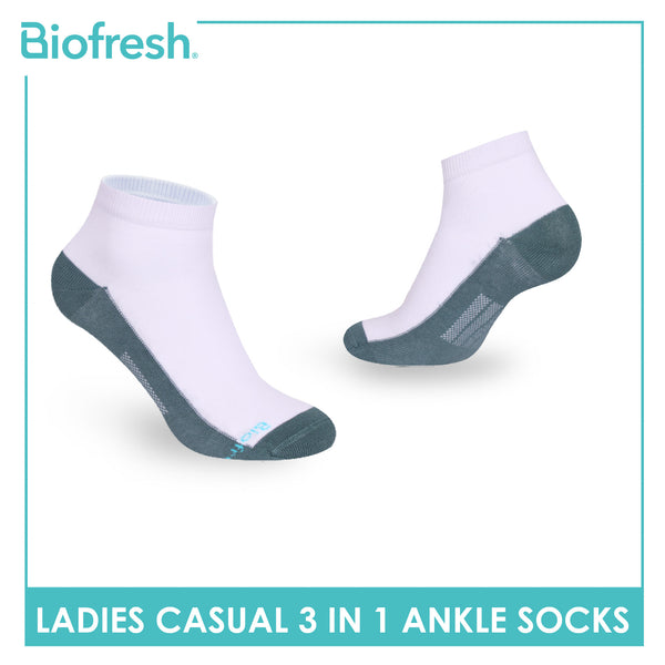 Biofresh Ladies' Antimicrobial Cotton Lite Thin Casual Ankle Socks 3 pairs in a pack RLCKG41