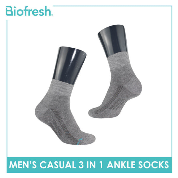Biofresh Men’s Antimicrobial Cotton Ankle Lite Thin Casual Socks 3 pairs in a pack RMCKG11