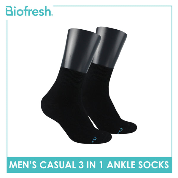 Biofresh Men’s Antimicrobial Cotton Ankle Lite Thin Casual Socks 3 pairs in a pack RMCKG11