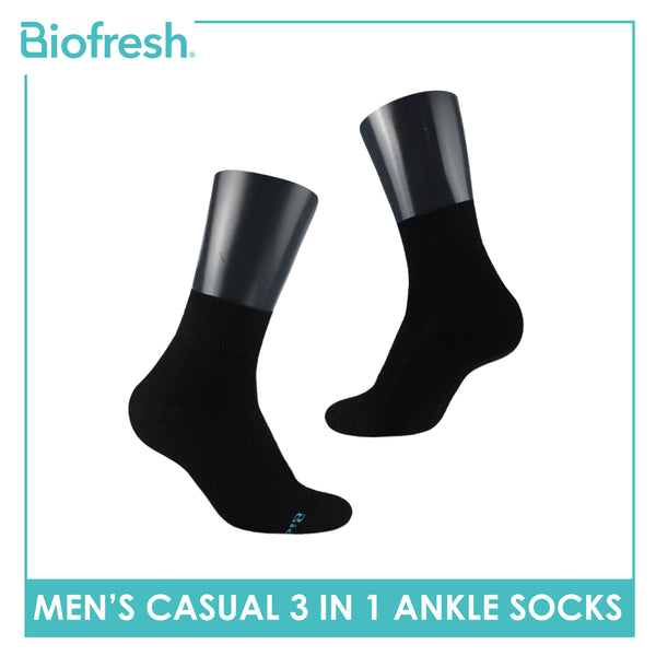 Biofresh Men’s Antimicrobial Cotton Ankle Lite Thin Casual Socks 3 pairs in a pack RMCKG11