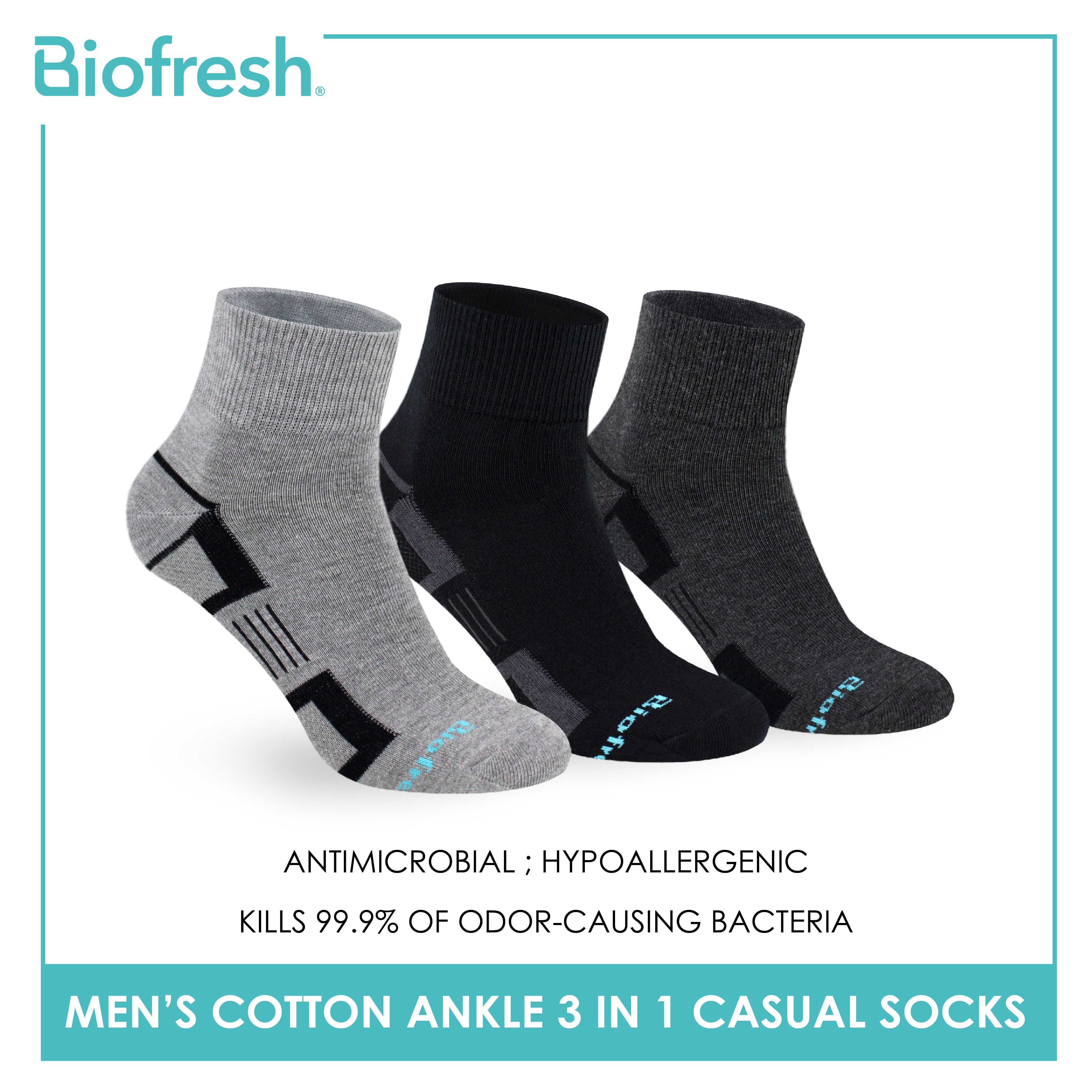 Biofresh Men’s Sweat Absorbent Ankle Lite Thin Casual Socks 3 pairs in a pack RMCKG14