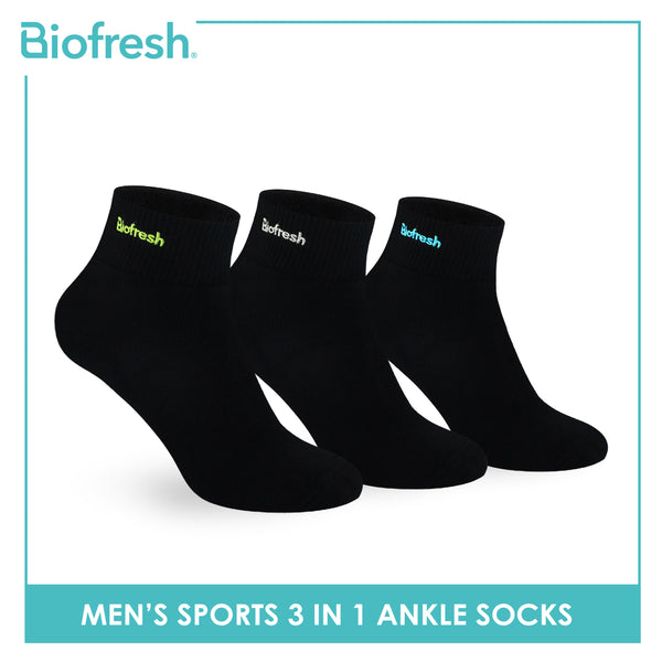 Biofresh Men’s Antimicrobial Cotton Thick Sports Ankle Socks 3 pairs in a pack RMSEG6