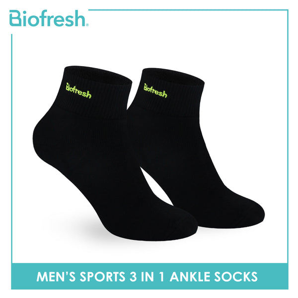 Biofresh Men’s Antimicrobial Cotton Thick Sports Ankle Socks 3 pairs in a pack RMSEG6