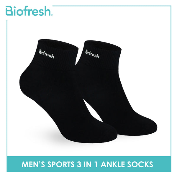 Biofresh Men’s Antimicrobial Cotton Thick Sports Ankle Socks 3 pairs in a pack RMSEG6