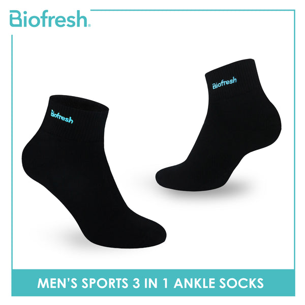 Biofresh Men’s Antimicrobial Cotton Thick Sports Ankle Socks 3 pairs in a pack RMSEG6