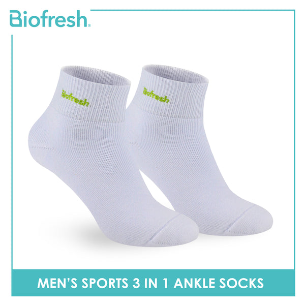 Biofresh Men’s Antimicrobial Cotton Thick Sports Ankle Socks 3 pairs in a pack RMSEG6