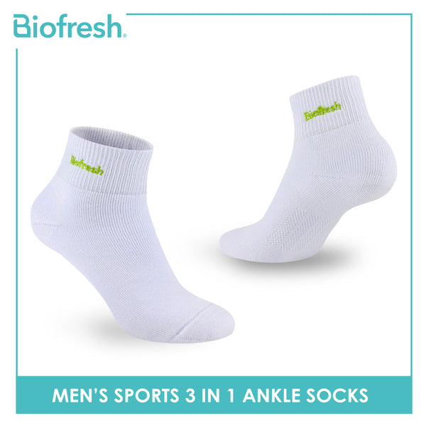Biofresh Men’s Antimicrobial Cotton Thick Sports Ankle Socks 3 pairs in a pack RMSEG6