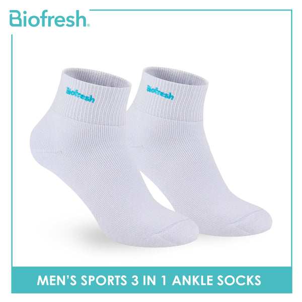 Biofresh Men’s Antimicrobial Cotton Thick Sports Ankle Socks 3 pairs in a pack RMSEG6