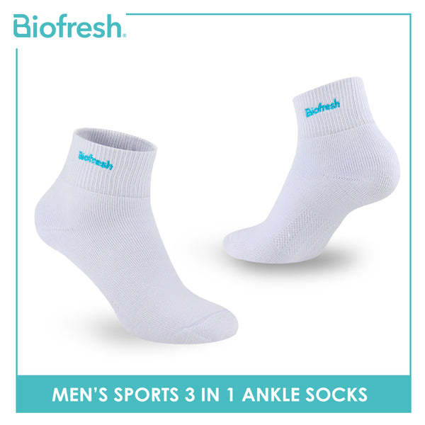 Biofresh Men’s Antimicrobial Cotton Thick Sports Ankle Socks 3 pairs in a pack RMSEG6