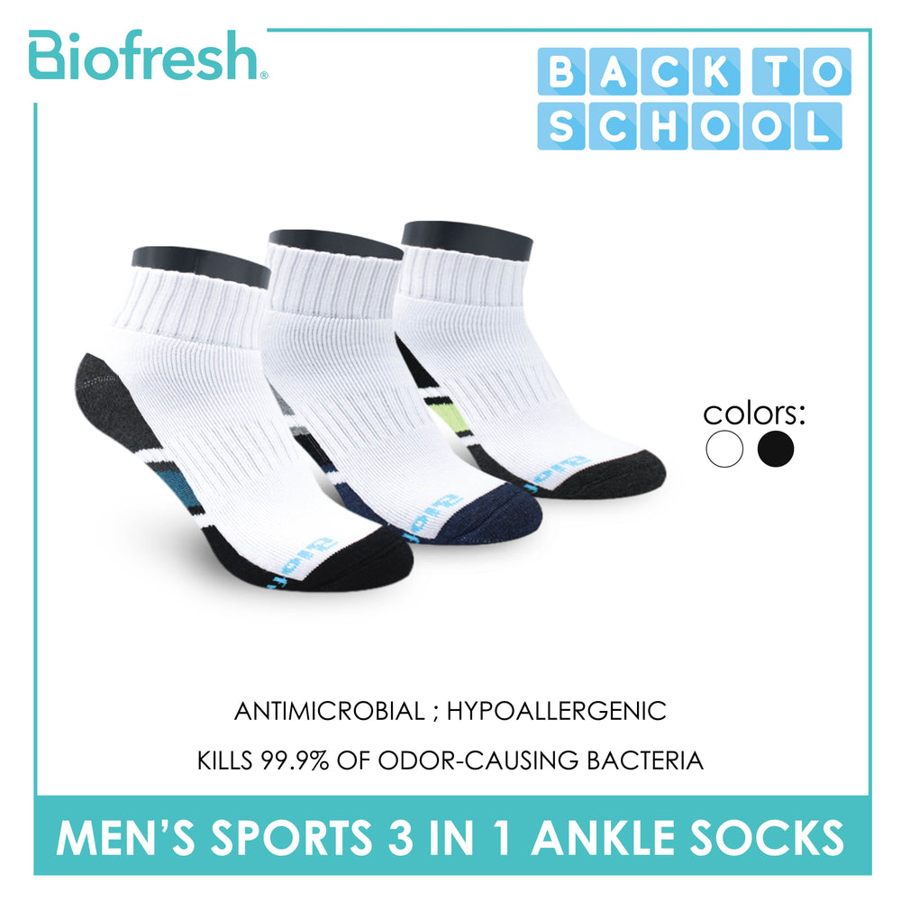 Biofresh Men's Cotton Ankle Thick Sports Socks 3 pairs in a pack RMSKG17