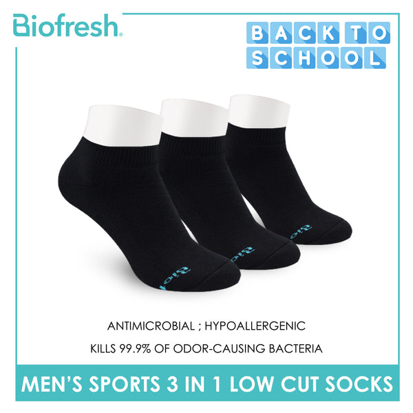 Biofresh Men’s Antimicrobial Odor Free Cotton Ankle Thick Sports Socks 3 pairs in a pack RMSKG19