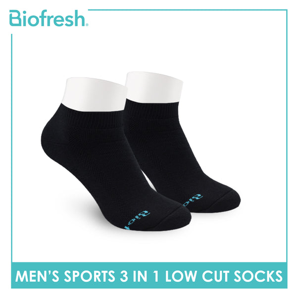 Biofresh Men’s Antimicrobial Odor Free Cotton Ankle Thick Sports Socks 3 pairs in a pack RMSKG19