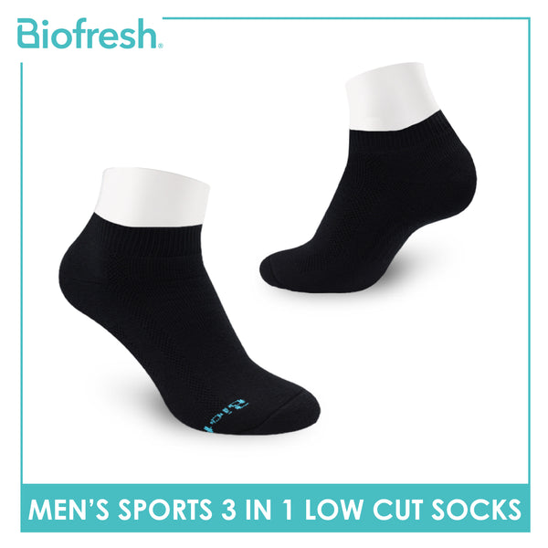 Biofresh Men’s Antimicrobial Odor Free Cotton Ankle Thick Sports Socks 3 pairs in a pack RMSKG19
