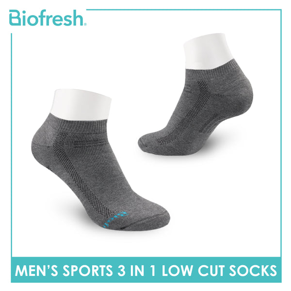 Biofresh Men’s Antimicrobial Odor Free Cotton Ankle Thick Sports Socks 3 pairs in a pack RMSKG19