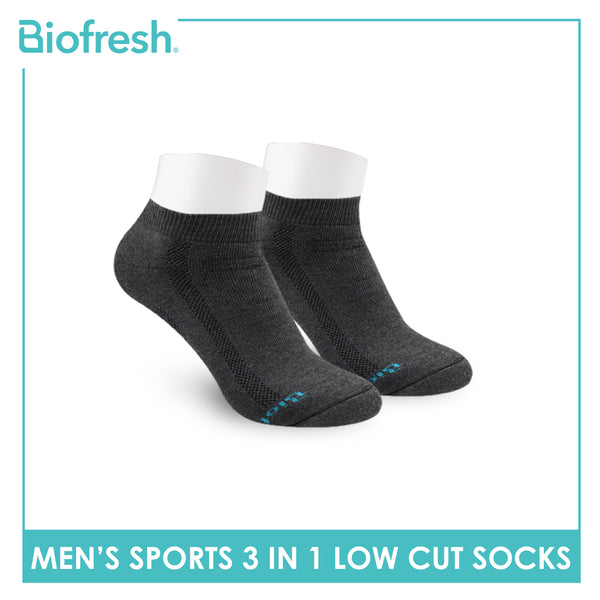Biofresh Men’s Antimicrobial Odor Free Cotton Ankle Thick Sports Socks 3 pairs in a pack RMSKG19