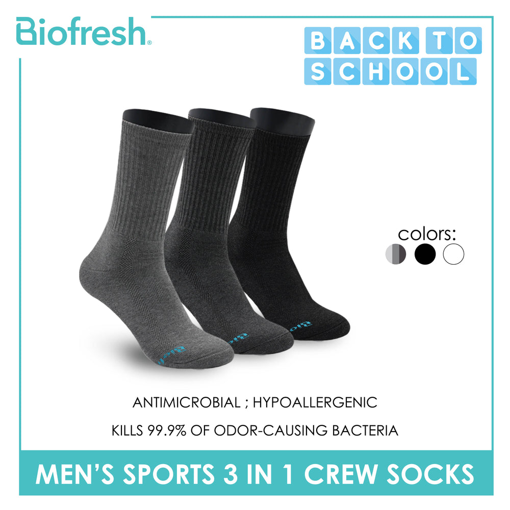 Biofresh Men's Cotton Thick Sports Crew Socks 3 pairs in a pack RMSKG20