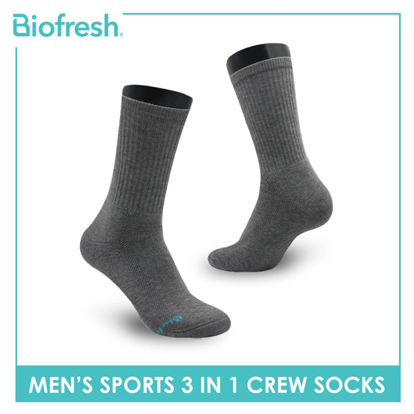 Biofresh Men's Cotton Thick Sports Crew Socks 3 pairs in a pack RMSKG20