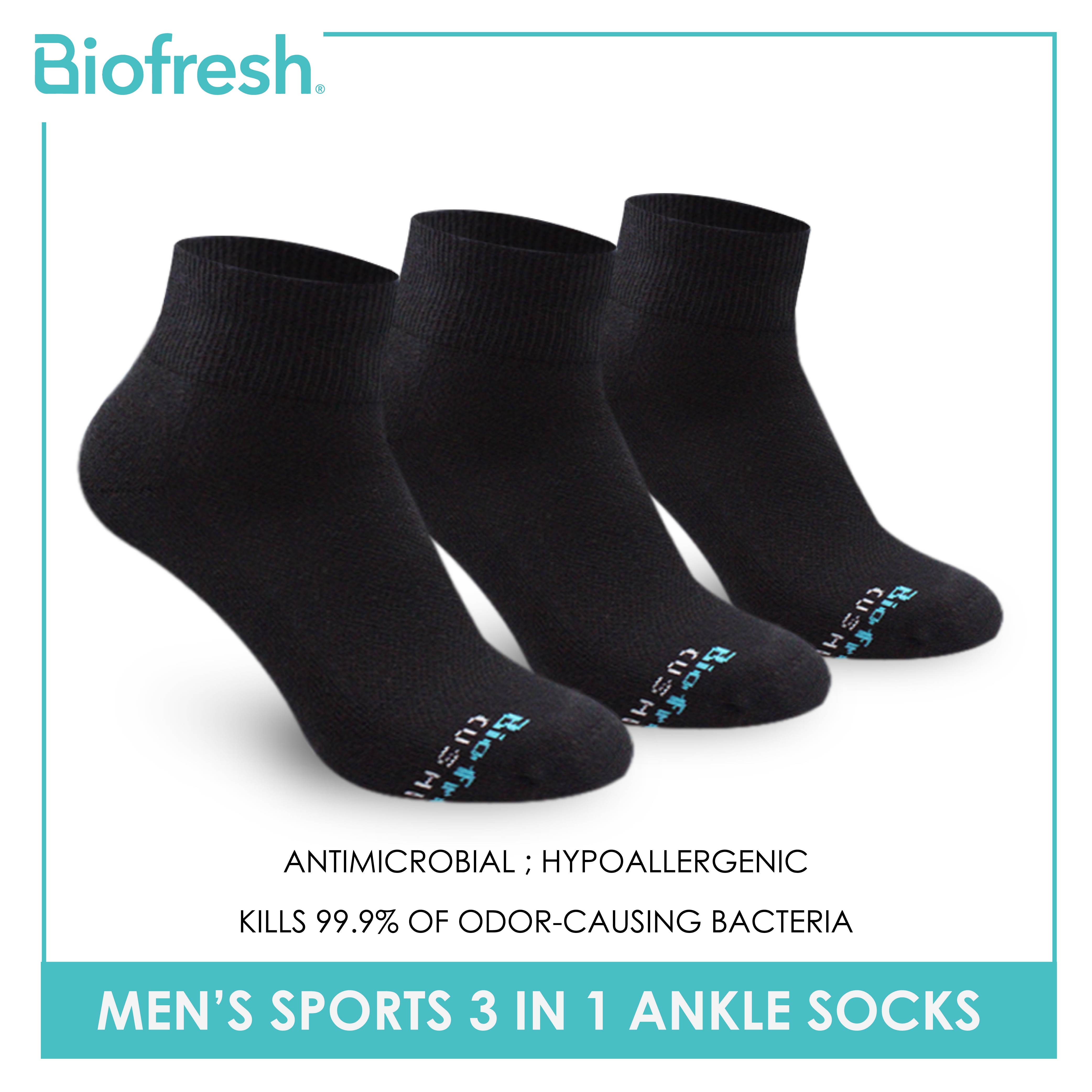 Biofresh Men’s Antimicrobial Thick Sports Ankle Socks 3 pairs in a pack RMSKG28