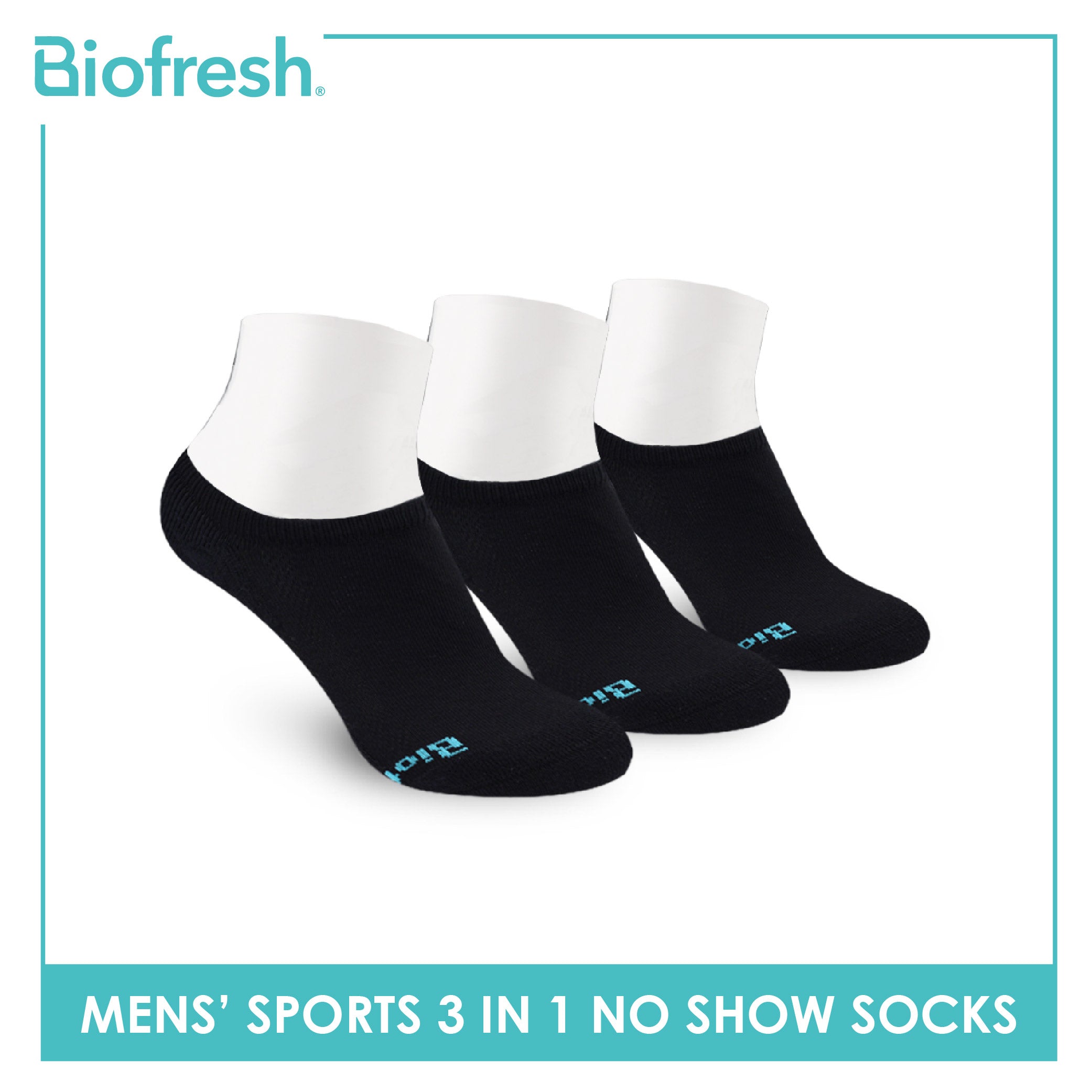 Biofresh Men's Cotton Thick Sports No Show Socks 3 pairs in a pack RMSKG30
