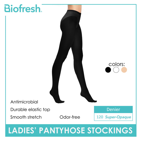 Biofresh Ladies’ Antimicrobial Full Support Smooth Stretch Pantyhose Stockings 120 Denier 1 pair RSP120