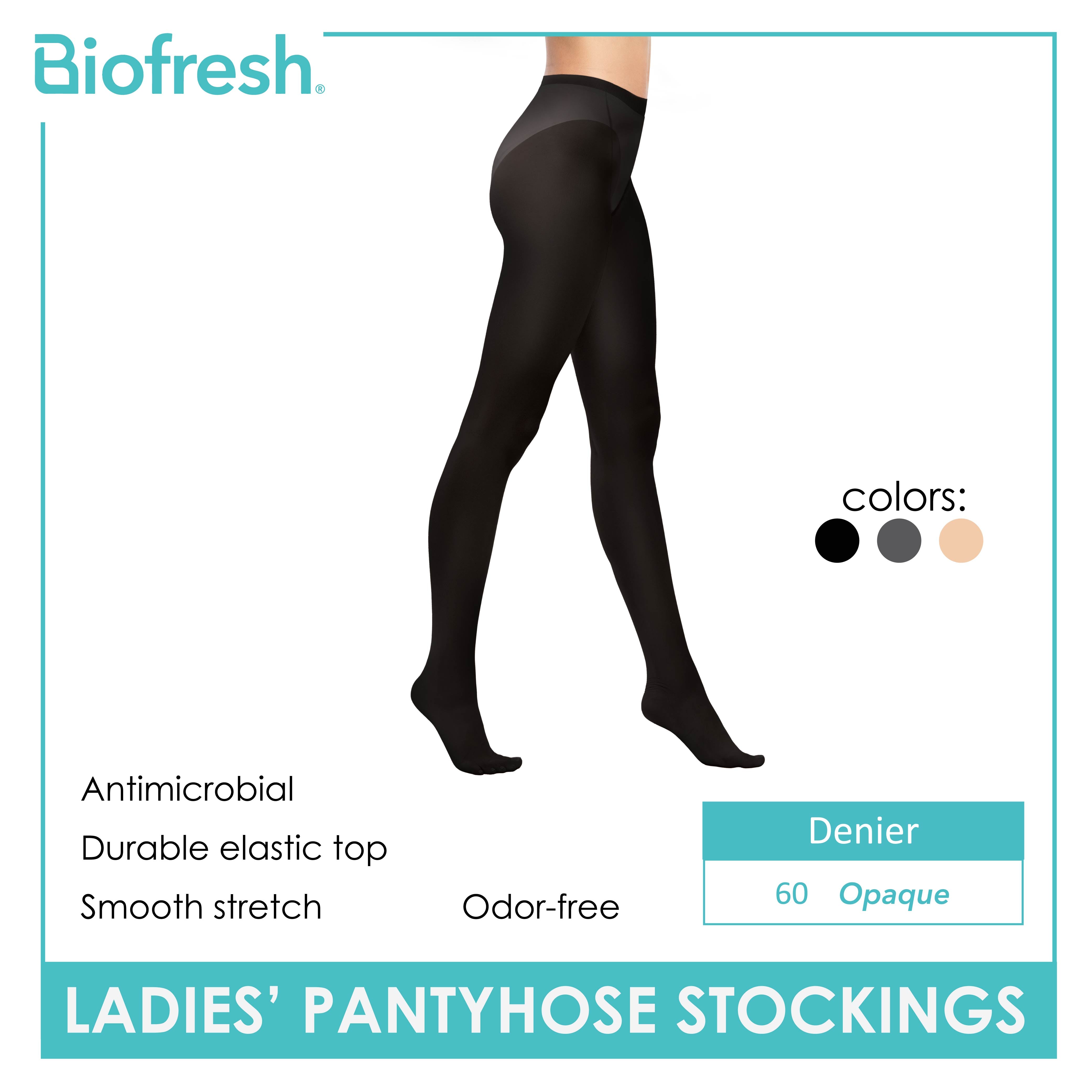 Biofresh Ladies’ Antimicrobial Full Support Smooth Stretch Pantyhose Stockings 60 Denier 1 pair RSP60