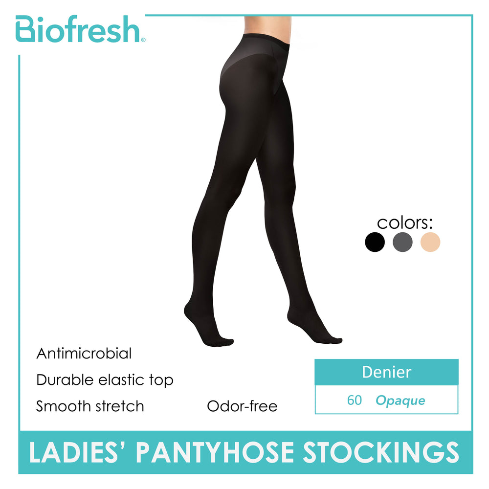 Biofresh Ladies’ Antimicrobial Full Support Smooth Stretch Pantyhose Stockings 60 Denier 1 pair RSP60