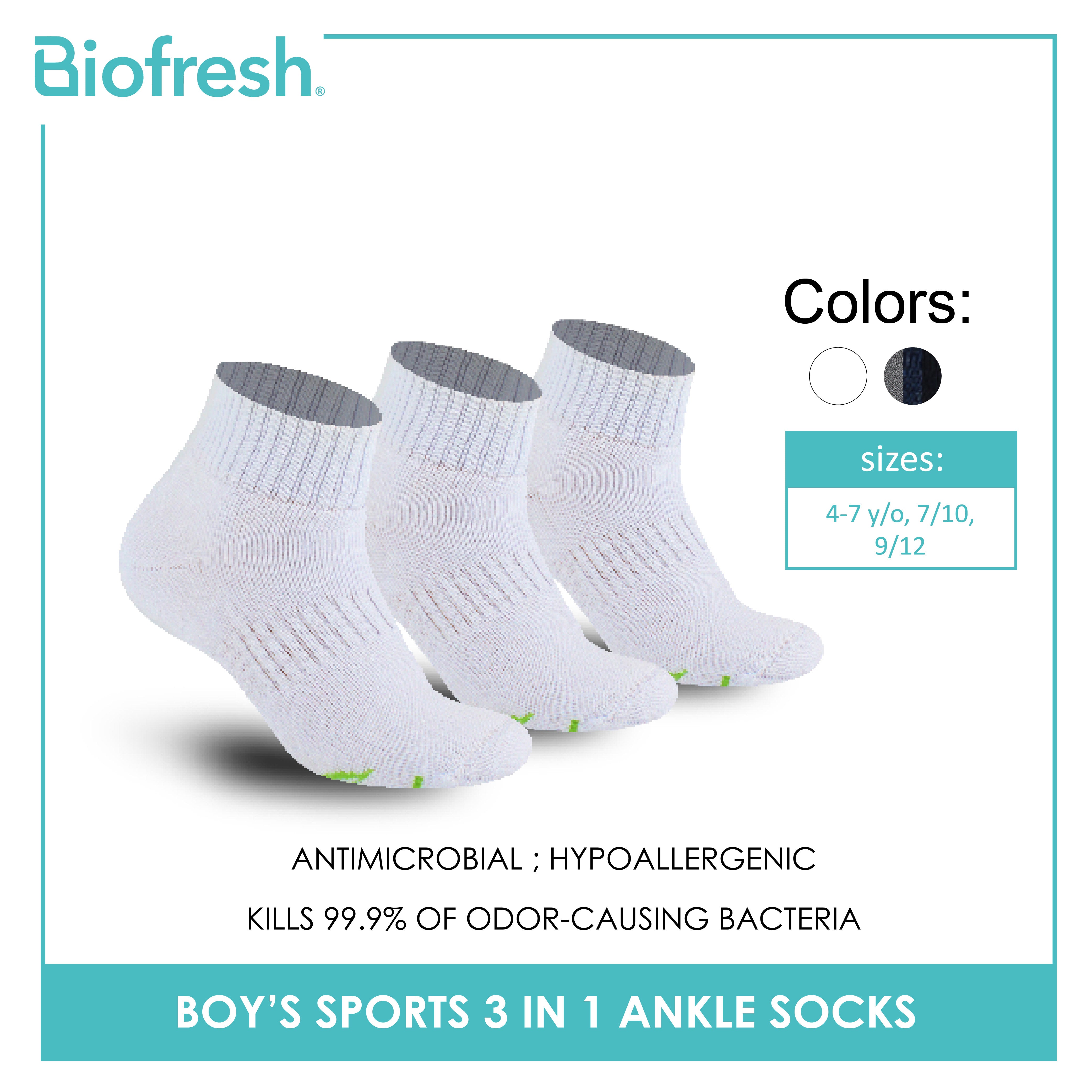 Biofresh Boys’ Green Tea Sports Ankle Socks 3 pairs in 1 pack RTBSKG1
