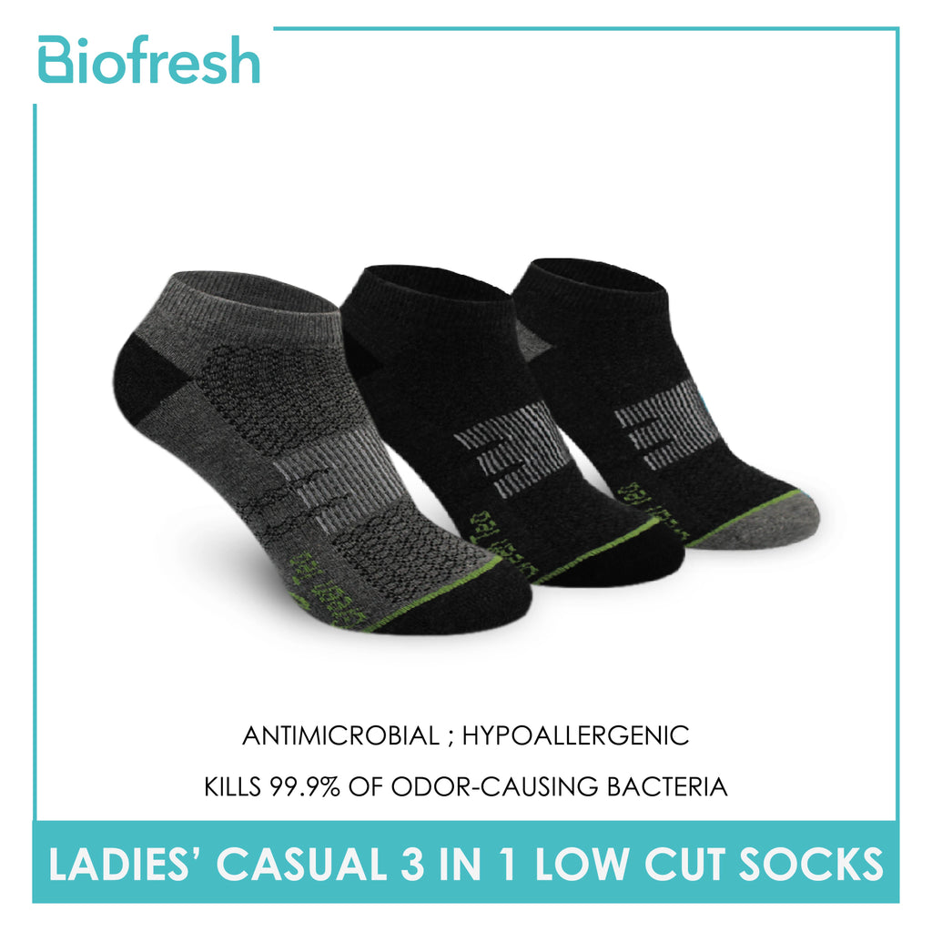 BioFresh Ladies Socks, Ladies Cotton Ankle Casual Socks, 3 Pairs