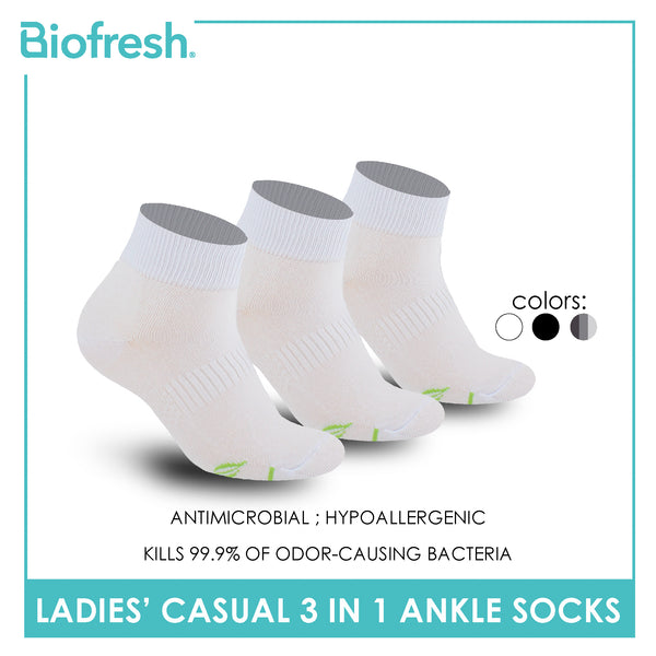 Biofresh Ladies’ Green Tea Lite Casual Ankle Socks 3 pairs in 1 pack RTLCKG2