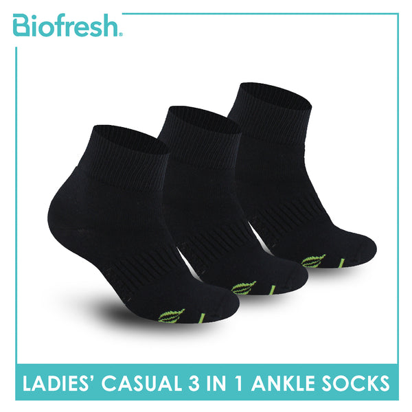 Biofresh Ladies’ Green Tea Lite Casual Ankle Socks 3 pairs in 1 pack RTLCKG2