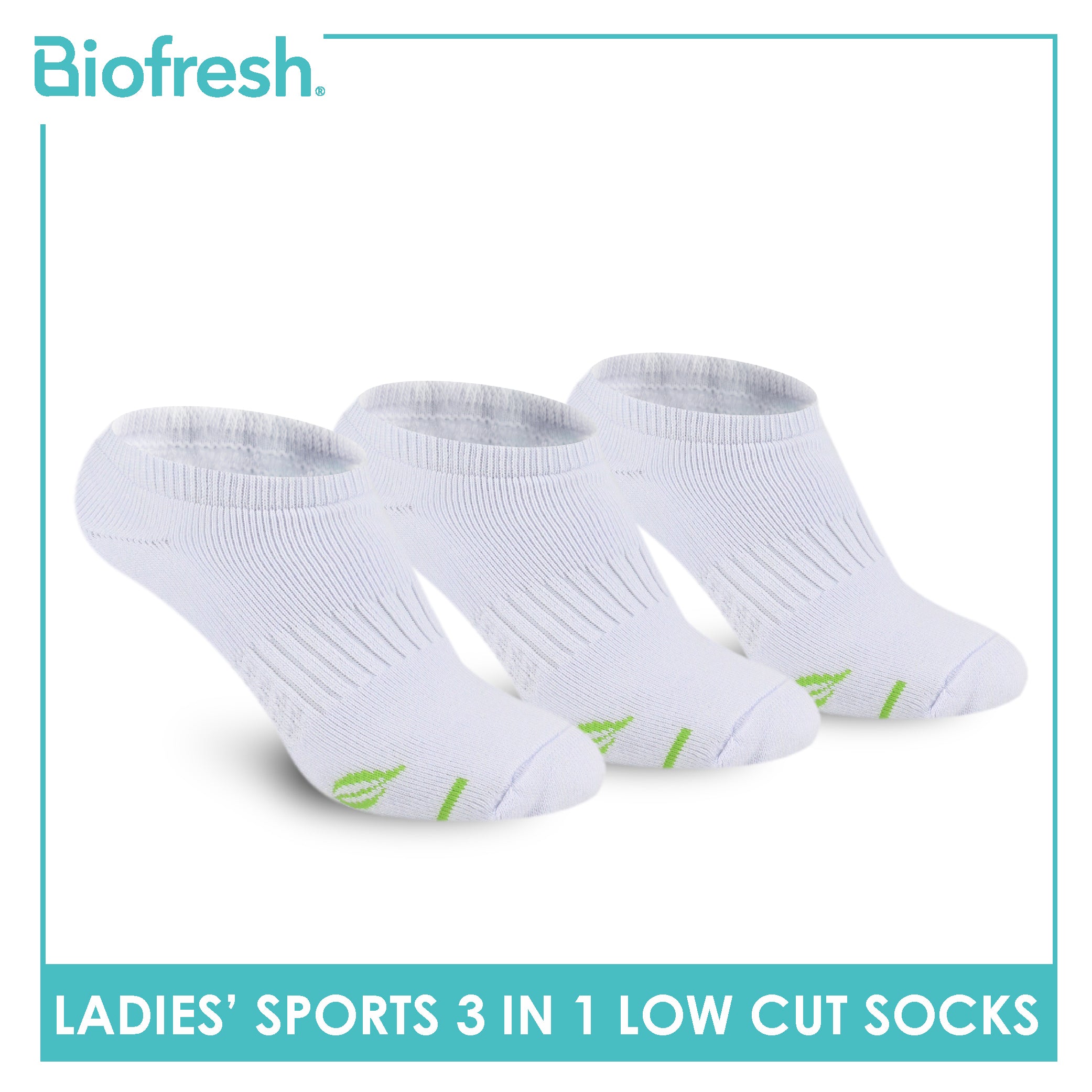 Biofresh Ladies’ Green Tea Sports Low Cut Socks 3 pairs in 1 pack RTLSKG1