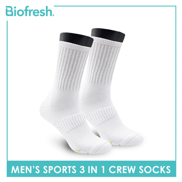 Biofresh Men’s Green Tea Sports Crew Socks 3 pairs in 1 pack RTML-223